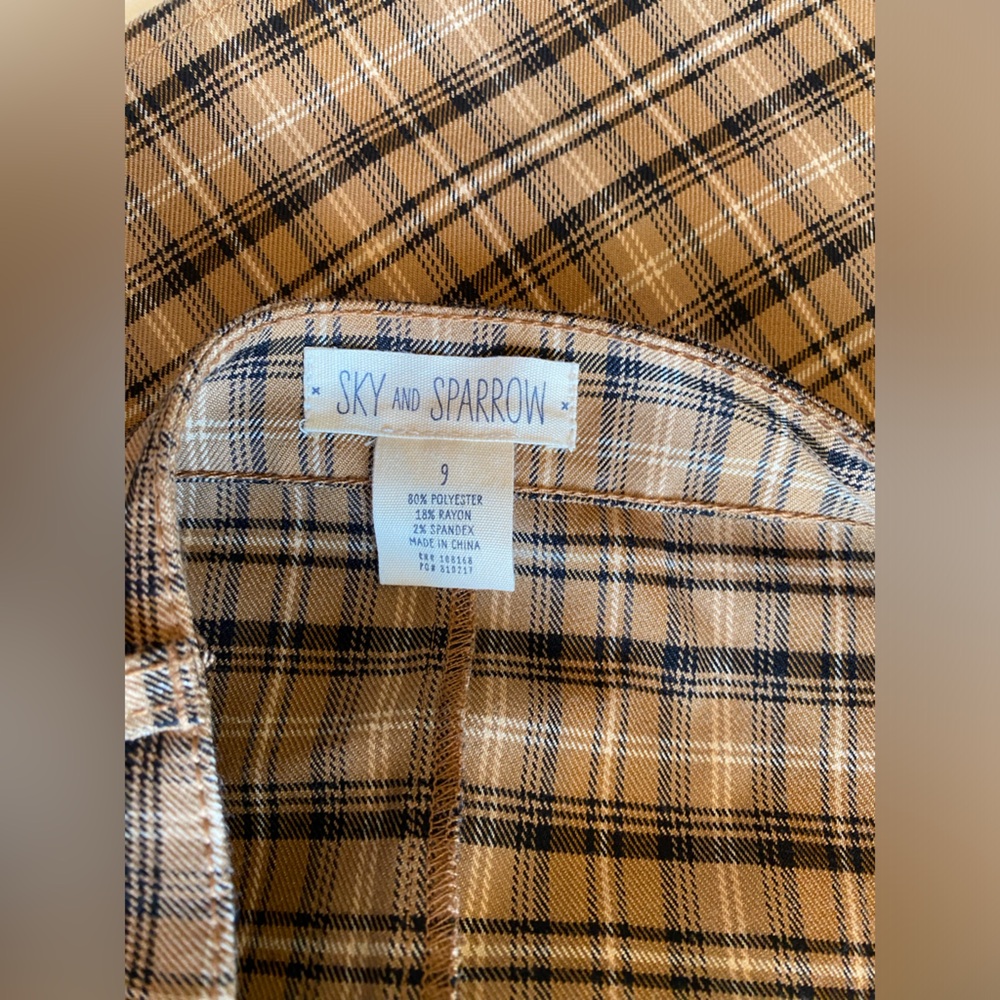 NWT Sky and Sparrow Brown Plaid Mini Skirt - Picture 5 of 5